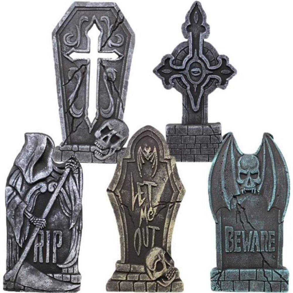 17” Halloween Decorations Outdoor Tombstones, 5 Pack Halloween Foam